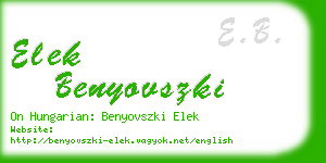 elek benyovszki business card